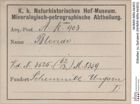 Etiketten zu Sphalerit (NHMW-MIN-Ak903)